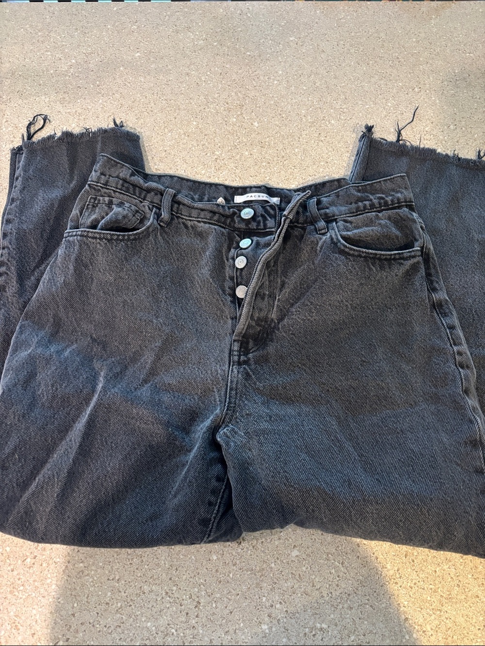 PacSun High-Rise Black Washed Button-Fly Jeans